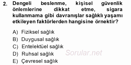 Termal ve Spa Hizmetleri 2014 - 2015 Dönem Sonu Sınavı 2.Soru