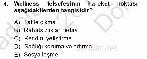 Termal ve Spa Hizmetleri 2014 - 2015 Dönem Sonu Sınavı 4.Soru