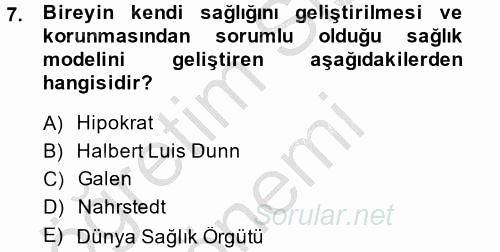 Termal ve Spa Hizmetleri 2014 - 2015 Dönem Sonu Sınavı 7.Soru
