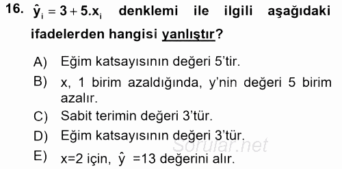 Tıbbi İstatistik 2016 - 2017 Dönem Sonu Sınavı 16.Soru