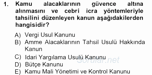 Genel Vergi Hukuku 2012 - 2013 Ara Sınavı 1.Soru