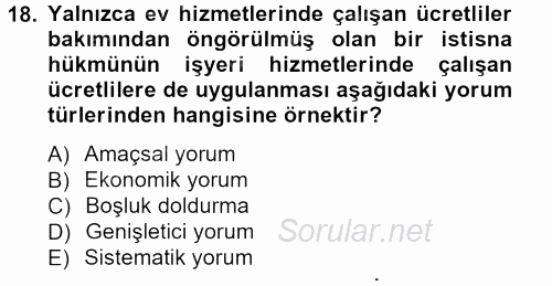 Genel Vergi Hukuku 2012 - 2013 Ara Sınavı 18.Soru
