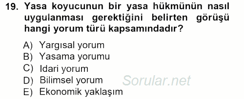 Genel Vergi Hukuku 2012 - 2013 Ara Sınavı 19.Soru