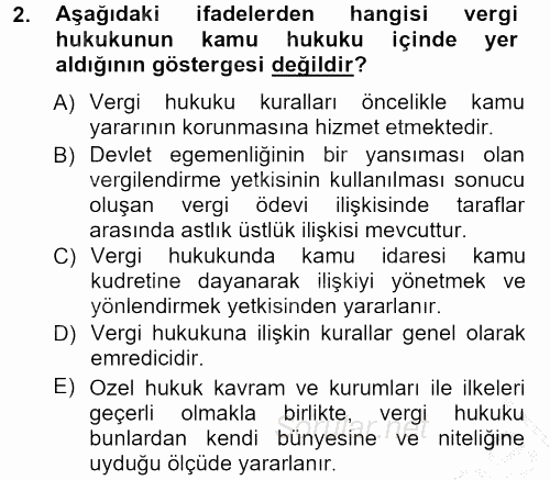 Genel Vergi Hukuku 2012 - 2013 Ara Sınavı 2.Soru