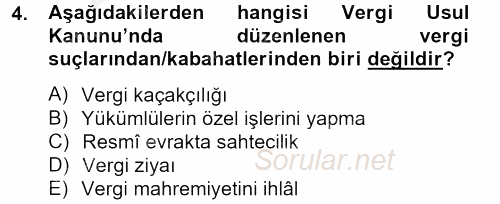 Genel Vergi Hukuku 2012 - 2013 Ara Sınavı 4.Soru
