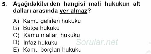 Genel Vergi Hukuku 2012 - 2013 Ara Sınavı 5.Soru