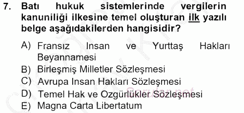 Genel Vergi Hukuku 2012 - 2013 Ara Sınavı 7.Soru