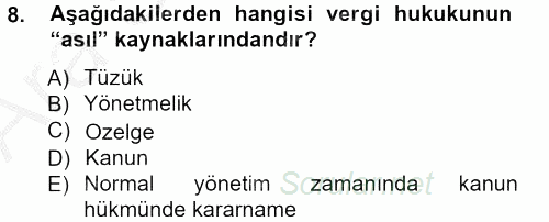 Genel Vergi Hukuku 2012 - 2013 Ara Sınavı 8.Soru