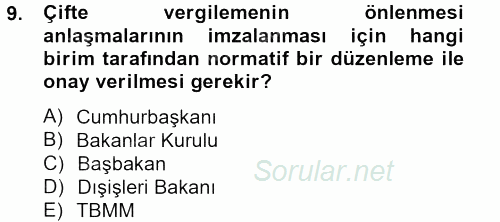 Genel Vergi Hukuku 2012 - 2013 Ara Sınavı 9.Soru