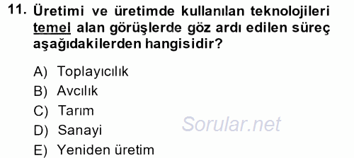 Toplumsal Cinsiyet Sosyolojisi 2014 - 2015 Tek Ders Sınavı 11.Soru