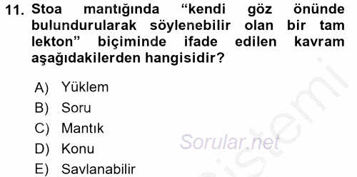 Mantığın Gelişimi 2016 - 2017 Ara Sınavı 11.Soru