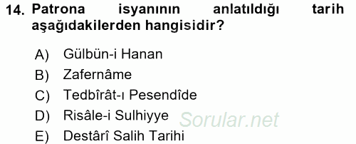 Tarih Metodu 2017 - 2018 Dönem Sonu Sınavı 14.Soru