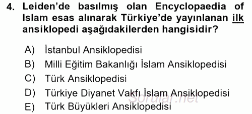 Tarih Metodu 2017 - 2018 Dönem Sonu Sınavı 4.Soru