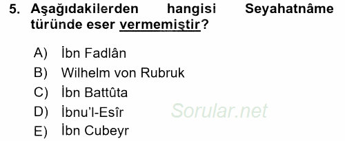 Tarih Metodu 2017 - 2018 Dönem Sonu Sınavı 5.Soru