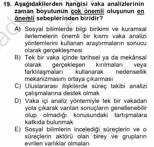 Uluslararası İlişkilerde Araştırma Yöntemleri 2012 - 2013 Ara Sınavı 19.Soru