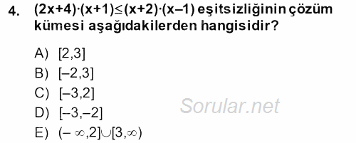 Genel Matematik 2014 - 2015 Dönem Sonu Sınavı 4.Soru