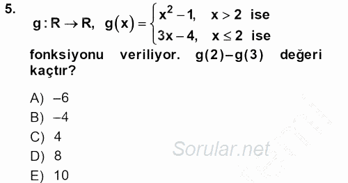 Genel Matematik 2014 - 2015 Dönem Sonu Sınavı 5.Soru