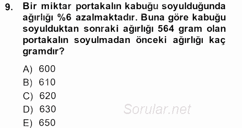 Genel Matematik 2014 - 2015 Dönem Sonu Sınavı 9.Soru