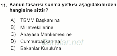 Anayasa 2 2015 - 2016 Ara Sınavı 11.Soru