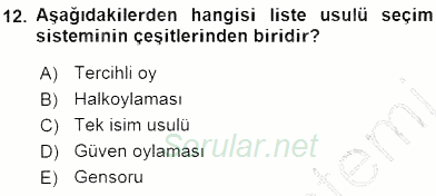 Anayasa 2 2015 - 2016 Ara Sınavı 12.Soru