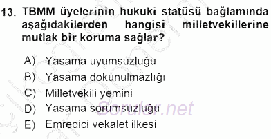 Anayasa 2 2015 - 2016 Ara Sınavı 13.Soru
