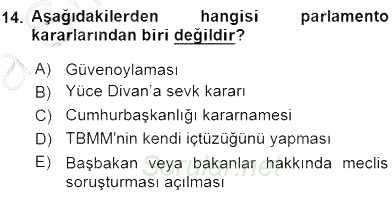 Anayasa 2 2015 - 2016 Ara Sınavı 14.Soru