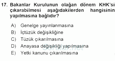 Anayasa 2 2015 - 2016 Ara Sınavı 17.Soru