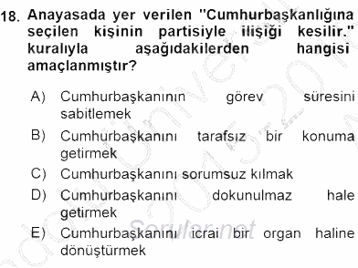 Anayasa 2 2015 - 2016 Ara Sınavı 18.Soru