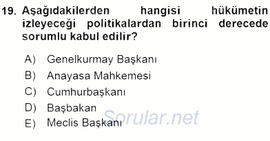 Anayasa 2 2015 - 2016 Ara Sınavı 19.Soru