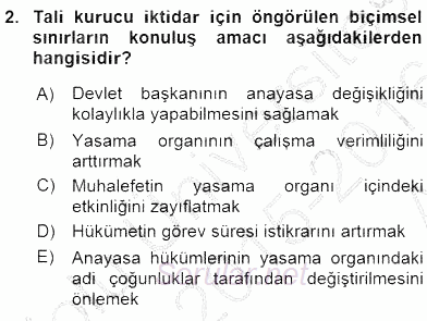 Anayasa 2 2015 - 2016 Ara Sınavı 2.Soru