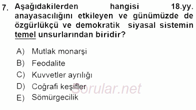 Anayasa 2 2015 - 2016 Ara Sınavı 7.Soru