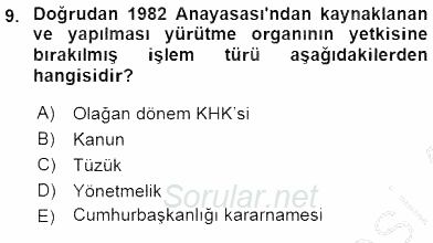 Anayasa 2 2015 - 2016 Ara Sınavı 9.Soru