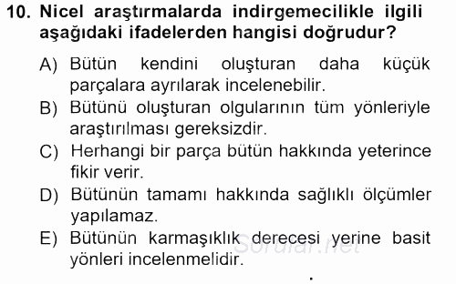 İletişim Araştırmaları 2013 - 2014 Dönem Sonu Sınavı 10.Soru