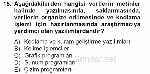 İletişim Araştırmaları 2013 - 2014 Dönem Sonu Sınavı 15.Soru