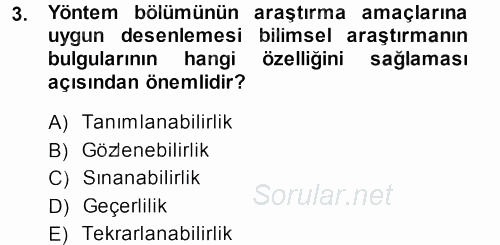 İletişim Araştırmaları 2013 - 2014 Dönem Sonu Sınavı 3.Soru