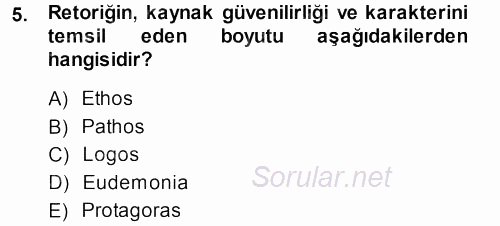 İletişim Araştırmaları 2013 - 2014 Dönem Sonu Sınavı 5.Soru