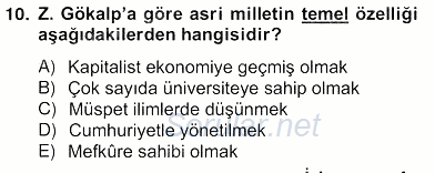 Türkiye´de Felsefenin Gelişimi 2 2012 - 2013 Ara Sınavı 10.Soru