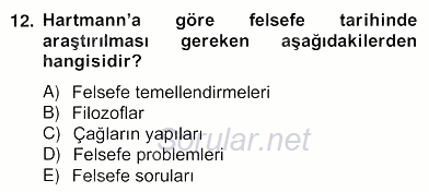 Türkiye´de Felsefenin Gelişimi 2 2012 - 2013 Ara Sınavı 12.Soru