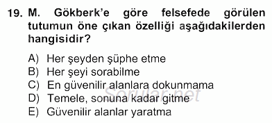 Türkiye´de Felsefenin Gelişimi 2 2012 - 2013 Ara Sınavı 19.Soru