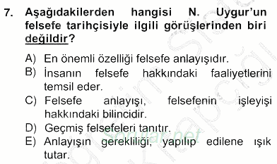 Türkiye´de Felsefenin Gelişimi 2 2012 - 2013 Ara Sınavı 7.Soru