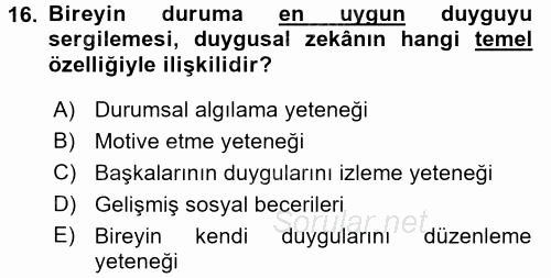 Örgütsel Davranış 2015 - 2016 Ara Sınavı 16.Soru