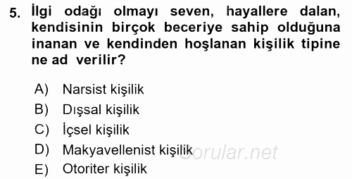 Örgütsel Davranış 2015 - 2016 Ara Sınavı 5.Soru