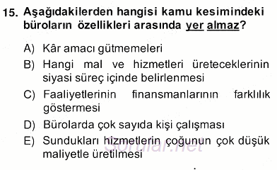 Kamu Ekonomisi 2 2013 - 2014 Ara Sınavı 15.Soru