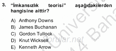 Kamu Ekonomisi 2 2013 - 2014 Ara Sınavı 3.Soru