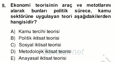 Kamu Ekonomisi 2 2013 - 2014 Ara Sınavı 5.Soru