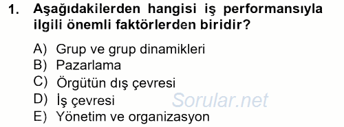 Örgütsel Davranış 2012 - 2013 Ara Sınavı 1.Soru