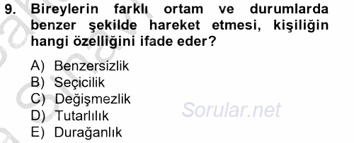 Örgütsel Davranış 2012 - 2013 Ara Sınavı 9.Soru