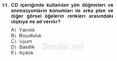 Görsel Sanatlar Eğitimi 2014 - 2015 Dönem Sonu Sınavı 11.Soru