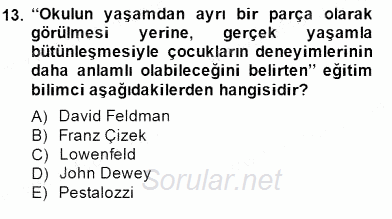 Görsel Sanatlar Eğitimi 2014 - 2015 Dönem Sonu Sınavı 13.Soru