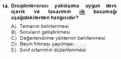 Görsel Sanatlar Eğitimi 2014 - 2015 Dönem Sonu Sınavı 14.Soru